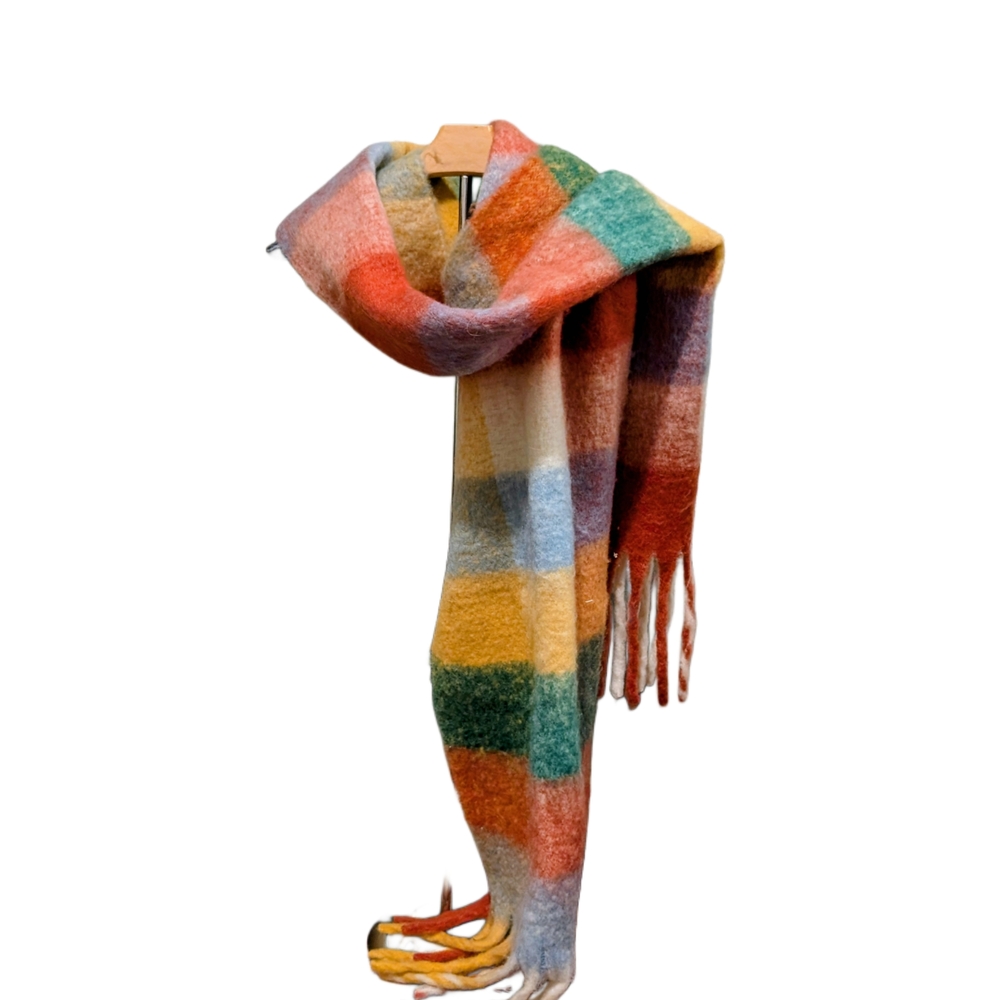 Vibrant Boho Multicolor Plaid Women's Over 6ft Scarf!!!!